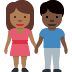 👩🏾‍🤝‍👨🏿 woman and man holding hands: medium-dark skin tone, dark skin tone display on Twitter